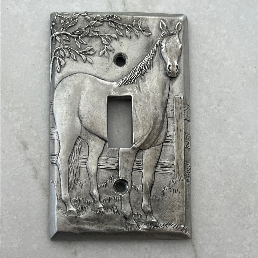 Silver pewter  Horse Design Light Switch Cover